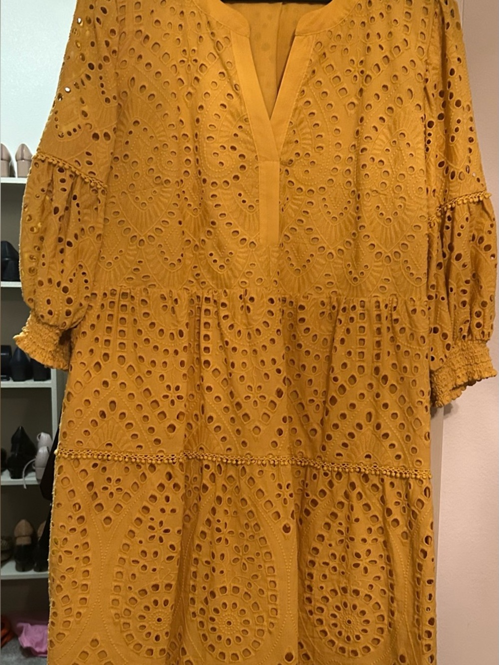 Chico's Yellow Eyelet Dress Size 2.5